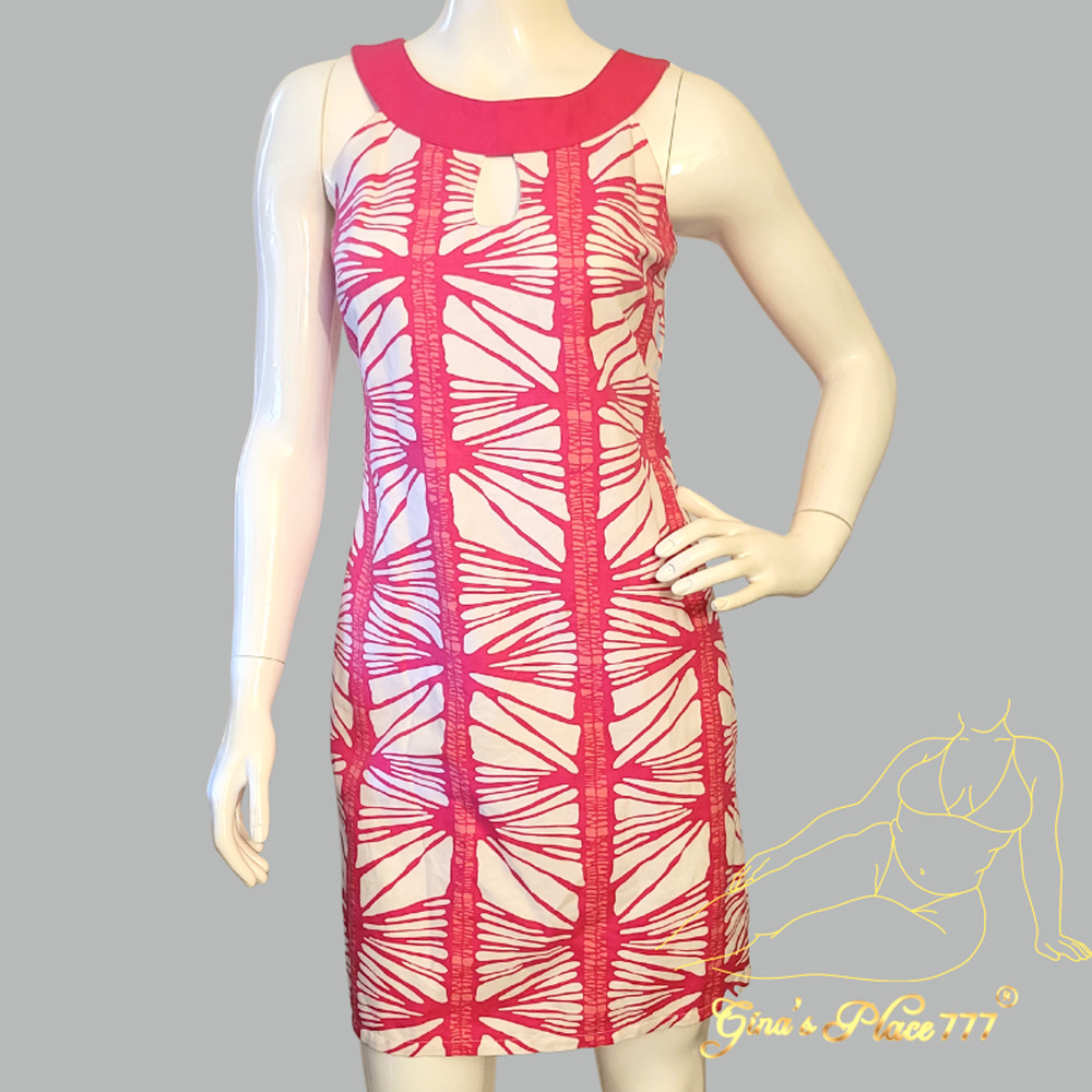 Womens Merona Halter Neck Designs Fully Lined Linen Blend Pink Mini Dress Size 2